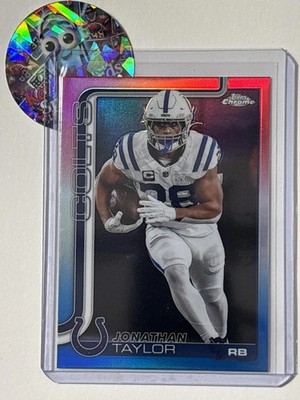 2025 Topps Chrome #130 Jonathan Taylor Red White and Blue Refractor Colts