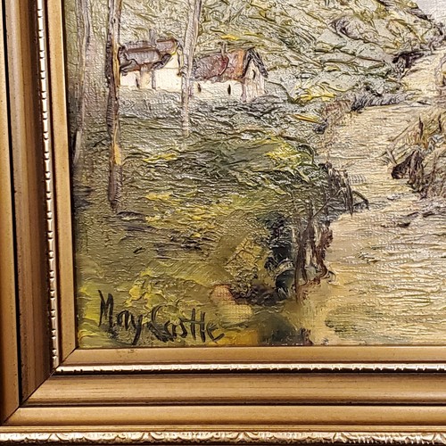 Landschaft Landszene Landhaus Original Gemälde auf Karton gerahmt Mai Schloss - Bild 5 von 12