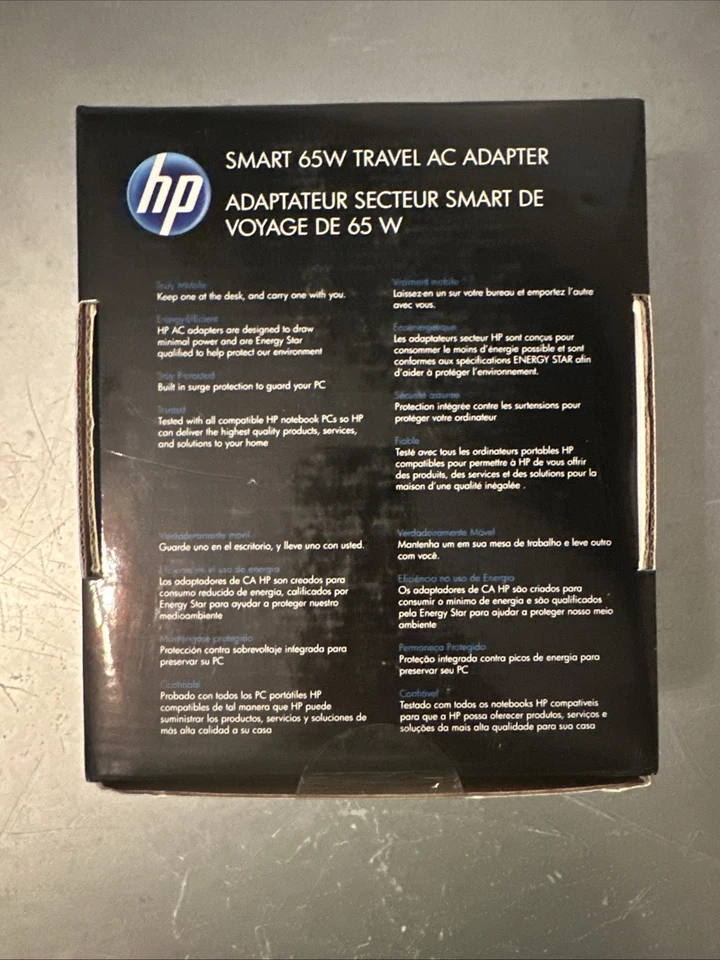 Подлинный тонкий дорожный адаптер питания переменного тока HP 65 Вт 574487-001 - HSTNN-DA14 - открытая коробка - Изображение 2 из 4
