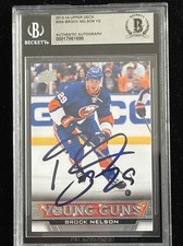 Brock Nelson Signed 2013/14 UD Young Guns RC #204 BAS Autograph Grade 10 Card