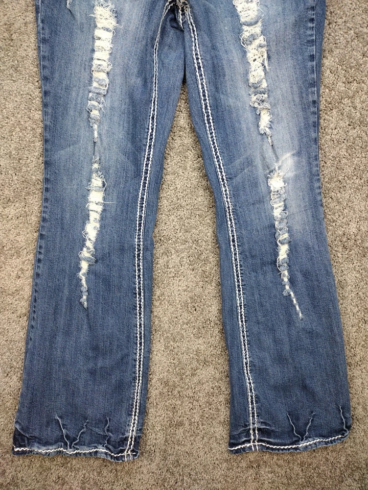 Pantalones de mezclilla ZCO vintage para mujer tiro bajo corte bota elástico talla 13 punto grueso brillante Foto 4 de 4