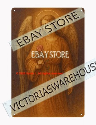 Golden angel tin sign warm heavenly wall art