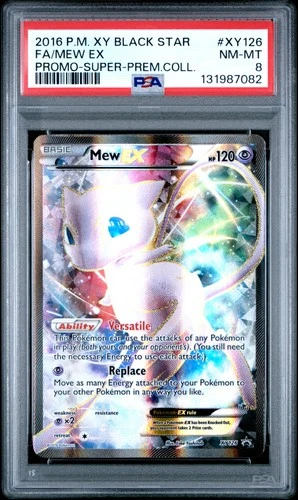 2016 POKEMON XY BLACK STAR PROMO SUPER-PREM COLL #XY126 FULL ART/MEW EX PSA 8