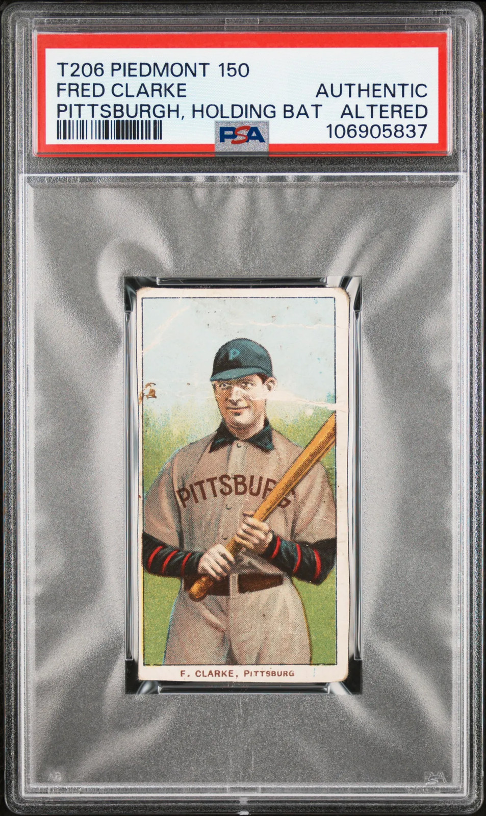 1909-11 T206 Piedmont 150 Fred Clarke Pittsburgh, Holding Bat PSA A