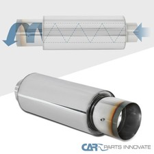 4 Flat Round Burnt Tip 2.5 Inlet Ss Spiral Exhaust Racing Muffler W Silencer