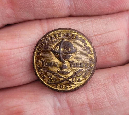 Kings Mountain Military Academy Cadet Button Yorkville SC 1855 Scovill Dug