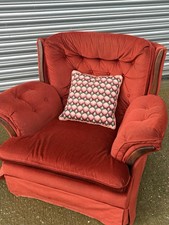 1970s Vintage Red Swivel Chesterfield Armchair Retro Statement Lounge Chair MCM
