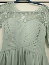 AZAZIE Hattie Dusty Sage A-Line Scoop lace Chiffon Dress Sz A2 NWT Unaltered.
