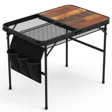 35.43x23.62x26" Foldable Camping Table Collapsible Picnic Aluminum Alloy Grill