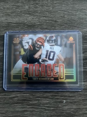 2025 Panini Luminance Trey Hendrickson Engaged #1   Bengals Bo Nix Sack 