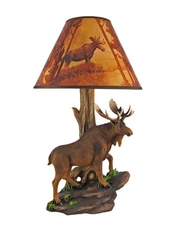 Scratch & Dent North American Bull Moose Table Lamp with Shade