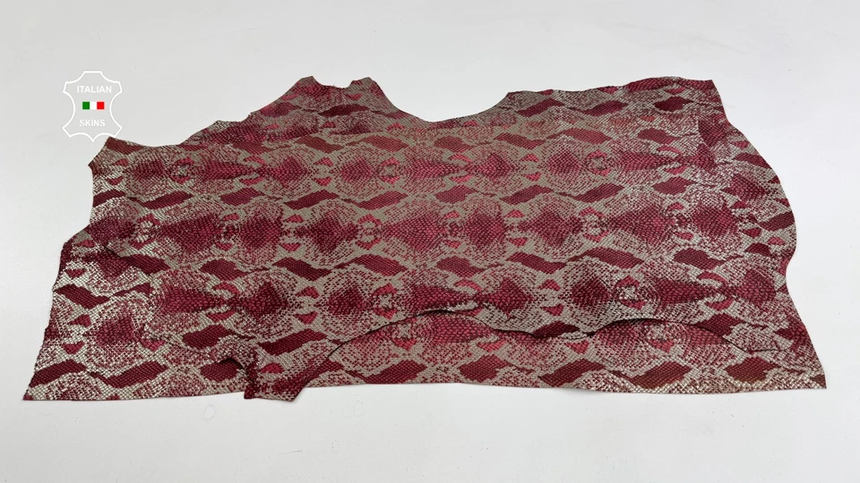 PINK SHIMMER SNAKE PRINT ON Italian Calfskin Leather 2 skins 5sqf 0.7mm #C6904 - Image 2 of 4