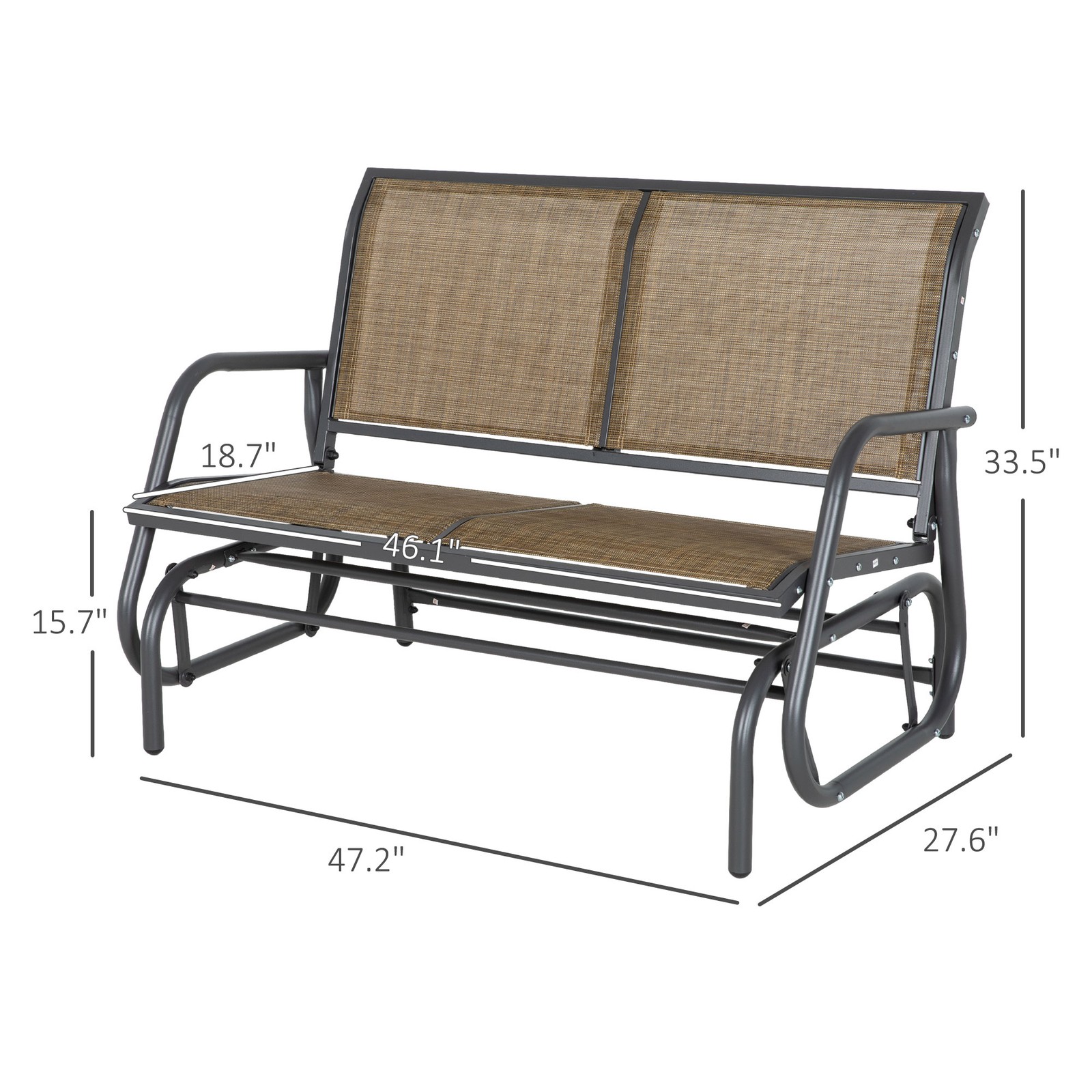 2-Person Outdoor Glider Bench, Patio Double Swing Rocking Chair