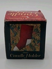 Susan Zulauf Glass Candle Holder Christmas Holiday Stocking Heart Design 3"...