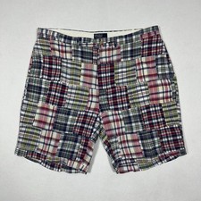 VINTAGE Polo Ralph Lauren Men s 40 Shorts Madras Plaid Patchwork Cotton 9" Ins