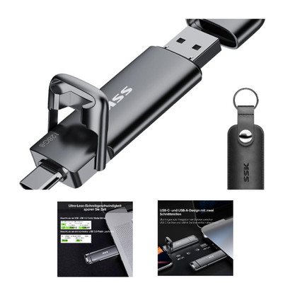 SSK USB C Externe SSD 128GB 550 MB s Dual USB Typ C