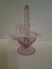 Fenton for QVC Lilac Wisteria Glass Basket Hand Painted