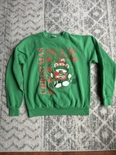 Vintage Bear Ugly Christmas Sweater Sweatshirt Crewneck Hugger Green L