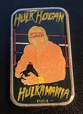 Hulk Hogan WWF 1 Oz .999 Silver Art Bar Hand Enameled Retro Vibe Wrestling Piece