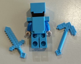 Lego Minifigure Steve With Diamond Armor & Weapons Minecraft 21117 / 21124
