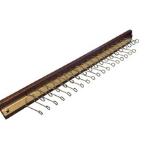 Vintage Wood  Brass 36 Tie Belt Scarf Rack Organizer Wall Mounted 2  x 18.75  