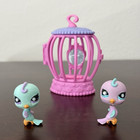 Littlest Pet Shop LPS Happiest #930 Blue Canary and #931 Purple w cage accessory — photo 1