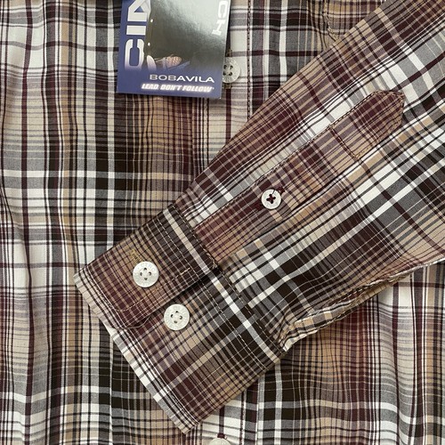 NWT Cinch Rust/Bwn Plaid Boys Button Down LongSleeve Western/Rodeo Shirt Size 10 - Picture 5 of 10