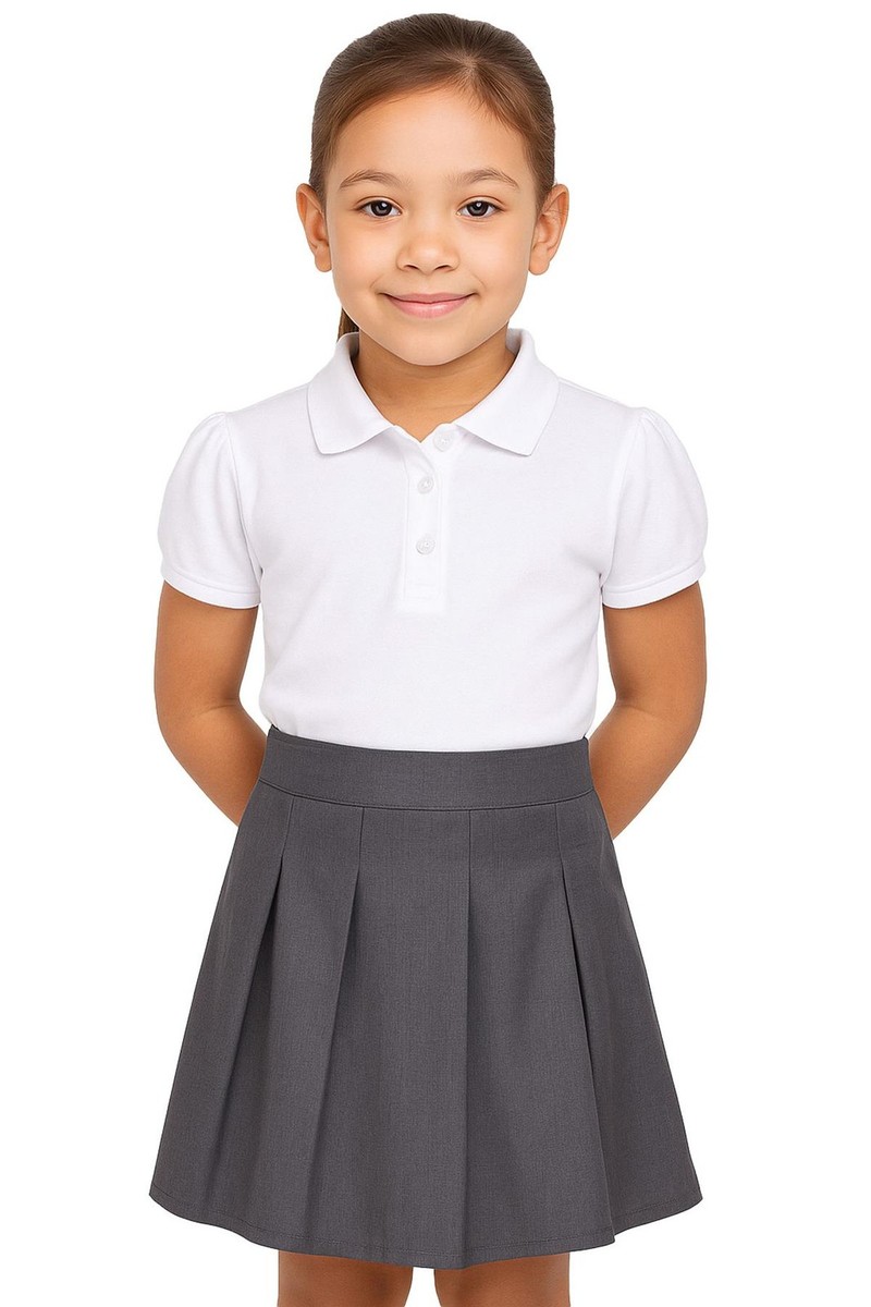 Kids Girls Plain School Uniform Pleated Skirt Elasticated Summer