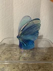 Fenton Iridescent Opalescent Blue Butterfly Figurine Carnival Glass Paperweight