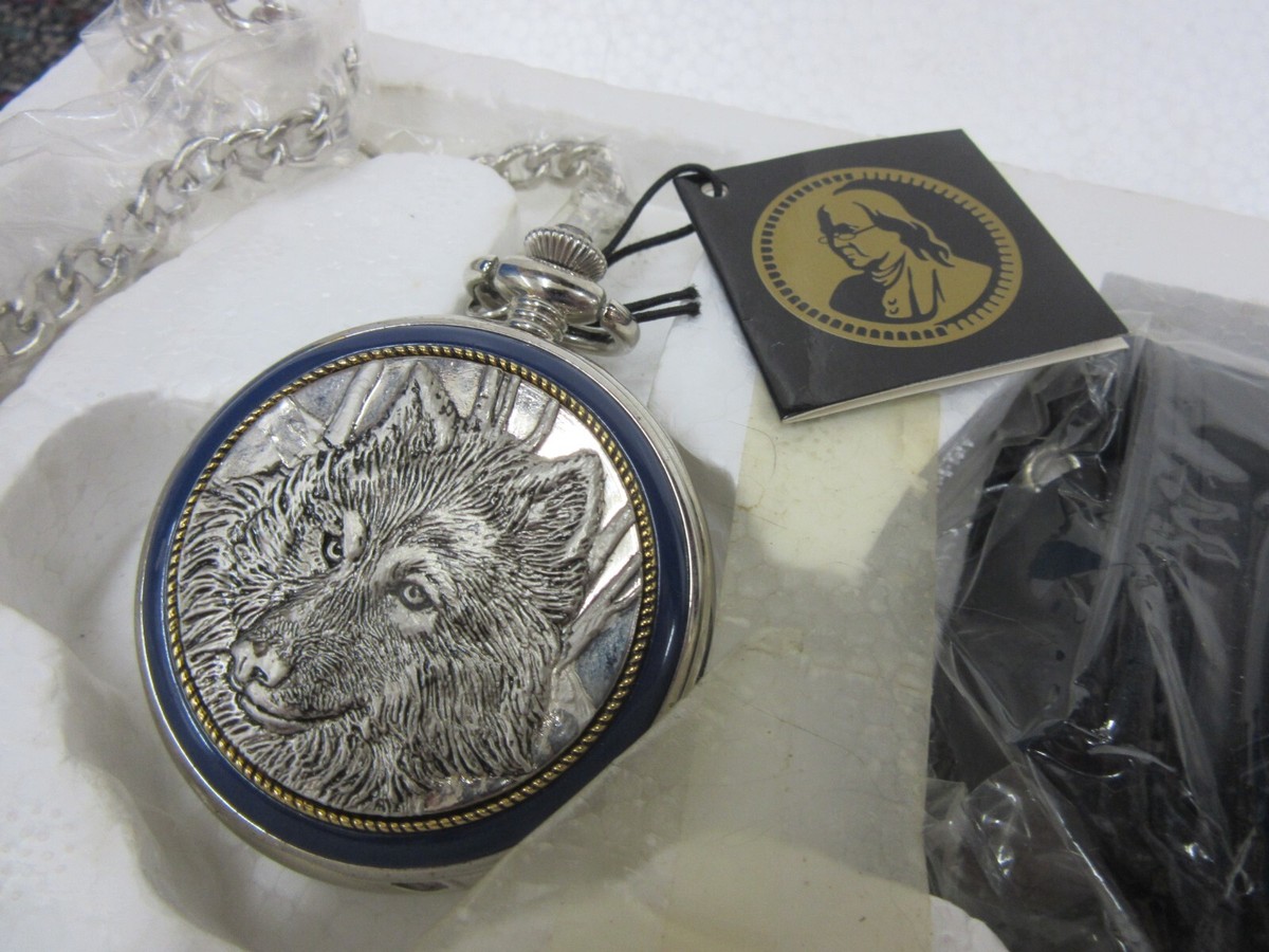 Franklin Mint Collector Timepieces Pocket Watch International Wolf