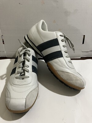 STEVE MADDEN MEN'S SIZE 13 WHITE BLUE STRIPES Soccet