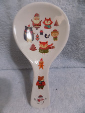Spoon Rest Santa, Snowman Gingerbread Man Animals Christmas Melamine 4.75" X 10"