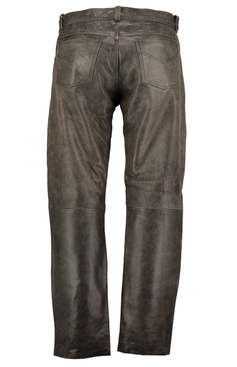 Mens distressed cheap leather pants