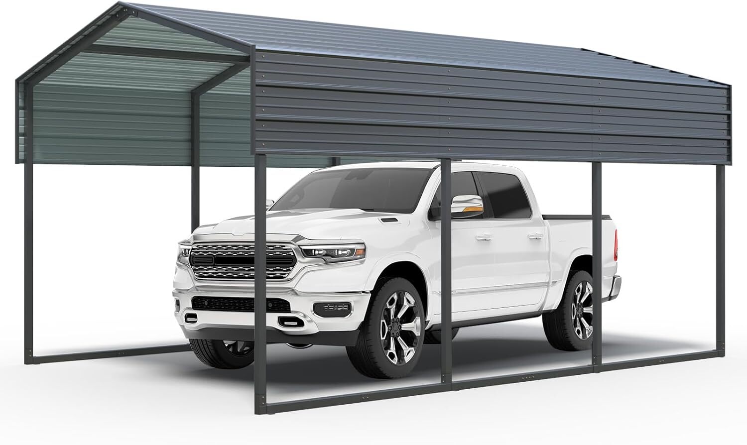 10x15/12x20Ft Heavy Duty Outdoor Carport Canopy, Galvanized Steel Roof, Shelter