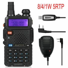 Baofeng UV-5RTP Portable Two-Way Radio Dual Band FM Ham 8W & Speaker & Cable