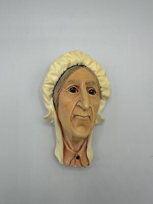 VINTAGE BOSSONS *BETSY TROTWOOD* DICKENS CHALKWARE HEAD ORIGINAL STICKER ENGLAND