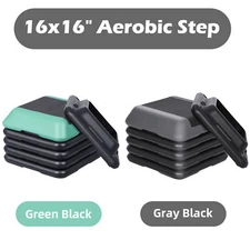 16'' Fitness Aerobic Step Platform Adjust Square Exercise Stepper W/ 4 Risers