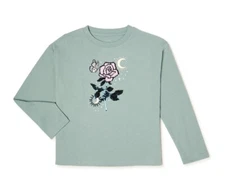 WONDER NATION Girls Size XXL (18) Long Sleeve Embellished T-Shirt • Rose