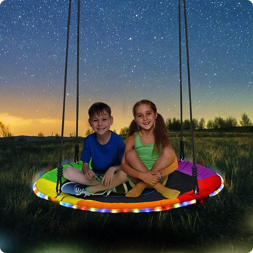 40" Saucer Tree Swing Set 700Lb Waterproof with LED Light for Kids Adult Outdoor - Picture 10 of 14