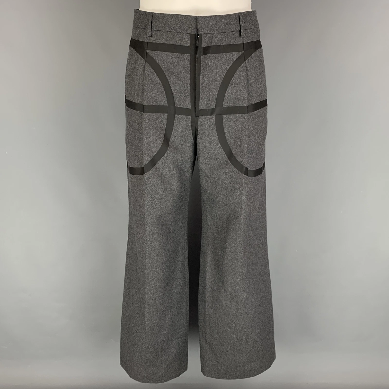 Pantaloni abito da basket GIVENCHY FW14 Collezione taglia 32 grigio lana nera gamba larga