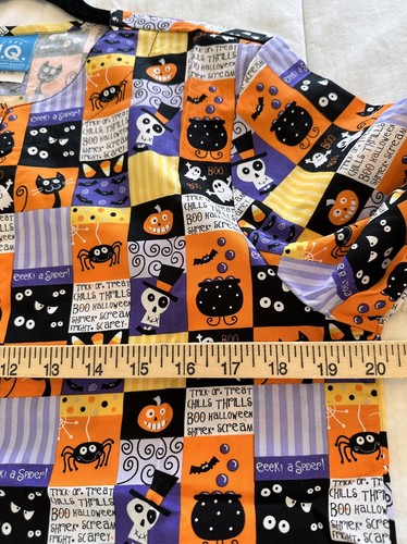 Womens Scrub HQ Halloween Cat Long Sleeve Nurse Medical Button Down Jacket Sz XS - Picture 7 of 11