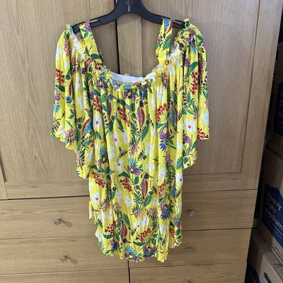 Brand New With Tags Melissa McCarthy Seven 7 Yellow Floral Blouse