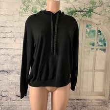 Soho Stretch Pullover Sweatshirt Women's SZ Large Hooded Long Sleeves Black