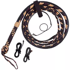 Bull Whip 04 to 10 Feet 16 Plaits Genuine Cow Hide Leather Equestrian Bullwhip