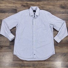 David Donahue Shirt Mens 16.5 - 34/35 Blue Striped Button Up Dress Shirt