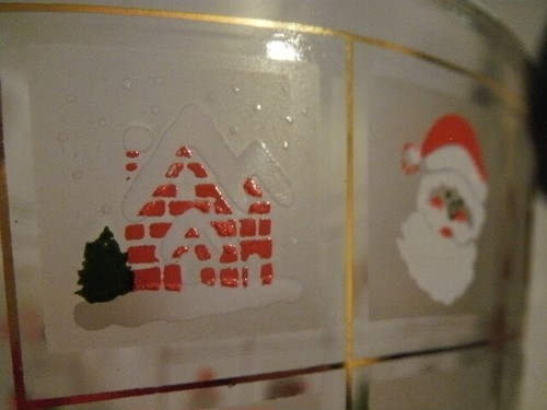 RARE CULVER GLASS CHRISTMAS PARTY BOWL, 22 K GOLD SANTA ANGEL GIFT DRUM SNOW JOY - Picture 10 of 12