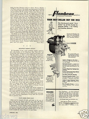 1953 PAPER AD Flambeau Outboard Motor 5 HP Twin 2.5 HP