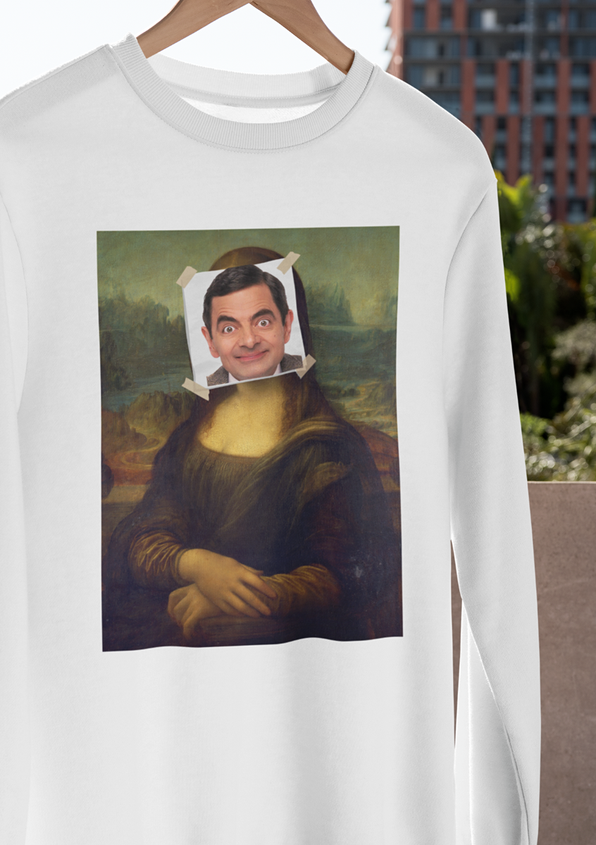 Mr Bean Mona Lisa Novelty T-SHIRT Funny 90's Comedy TV Show Joke