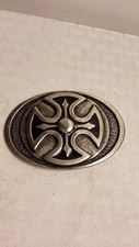 Maltese Cross Belt Buckle Black And Silver Toned