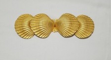 Vtg Large 7" Sea Shell Gold Tone Belt Buckle Set Doreen Ryan signed Statement